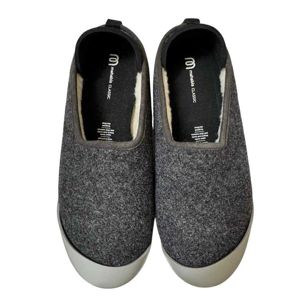 Mahabis Classic Slipper Women's US 8.5-9 Gray Wool Removable Sole Flat Comfort
